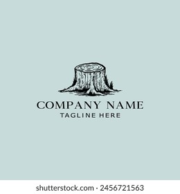 vintage tree trunk logo white background