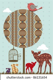 vintage tree vector/illustration