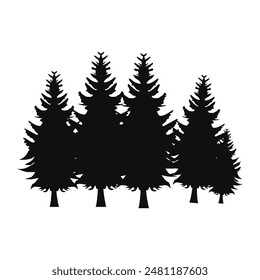 Conjunto de árboles de Antiguas y siluetas forestales.