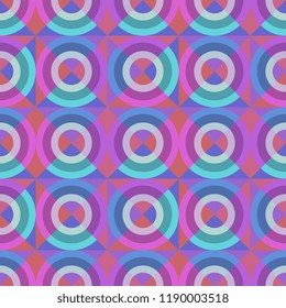 Vintage trendy circle geometric with 90s colors seamless pattern background.