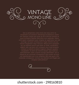 Vintage trendy mono line card. Vector illustration