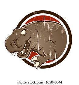 vintage t-rex in a badge