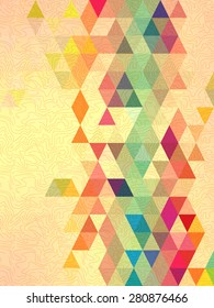 Vintage triangle background with free form line art texture