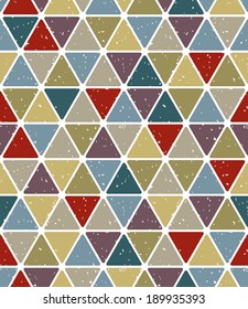 Vintage triangles seamless pattern, vector background.