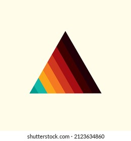 Vintage triangular sunset in the style of the 80s. Vector background. A design element.