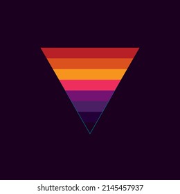 Vintage triangular sunset in the style of the 80s. Vector background. A design element.