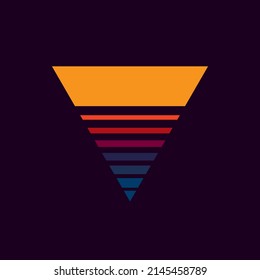 Vintage triangular sunset in the style of the 80s. Vector background. A design element.