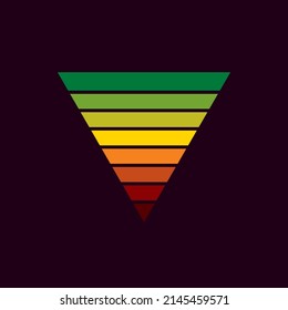Vintage triangular sunset in the style of the 80s. Vector background. A design element.