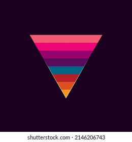 Vintage triangular sunset in the style of the 80s. Vector background. A design element.