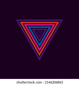 Vintage triangular sunset in the style of the 80s. Vector background. A design element.