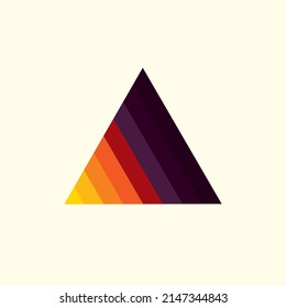 Vintage triangular sunset in the style of the 80s. Vector background. A design element.