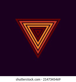Vintage triangular sunset in the style of the 80s. Vector background. A design element.