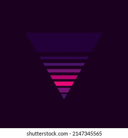 Vintage triangular sunset in the style of the 80s. Vector background. A design element.