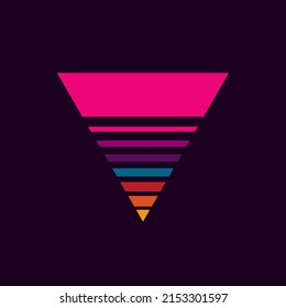 Vintage triangular sunset in the style of the 80s. Vector background. A design element.