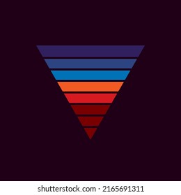Vieja puesta de sol triangular al estilo de los años 80. Fondo vectorial. Un elemento de diseño.