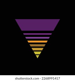 Vieja puesta de sol triangular al estilo de los años 80. Fondo vectorial. Un elemento de diseño.