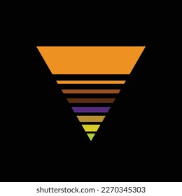 Vintage triangular sunset in the style of the 80s. Vector background. A design element.