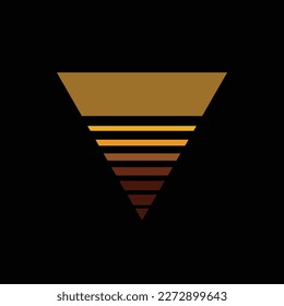 Vintage triangular sunset in the style of the 80s. Vector background. A design element.