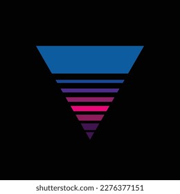 Vintage triangular sunset in the style of the 80s. Vector background. A design element.