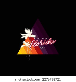 Vintage triangular sunset in the style of the 80s. Vector background. A design element.