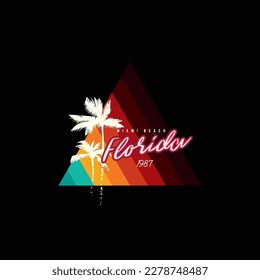 Vintage triangular sunset in the style of the 80s. Vector background. A design element.