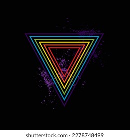 Vintage triangular sunset in the style of the 80s. Vector background. A design element.