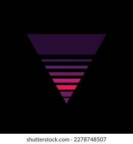 Vintage triangular sunset in the style of the 80s. Vector background. A design element.