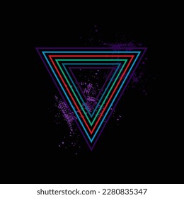 Vintage triangular sunset in the style of the 80s. Vector background. A design element.