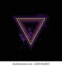 Vintage triangular sunset in the style of the 80s. Vector background. A design element.