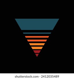 Vintage triangular sunset in the style of the 80s. Vector background. A design element.