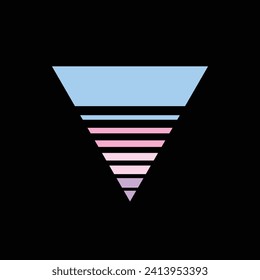 Vieja puesta de sol triangular al estilo de los años 80. Fondo vectorial. Dibujado a mano, no IA
