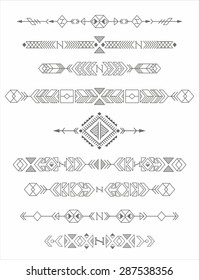 vintage tribal ethnic elements, native american motifs