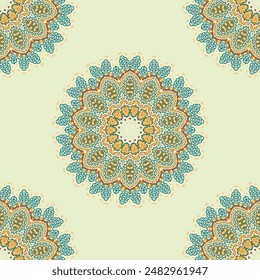 Vintage Tribal Ethnic Festive Abstract Floral Vector Pattern. Geometric flower mandala carpet ornamental