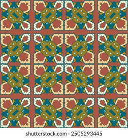 Vintage Tribal Ethnic Festive Abstract Floral Vector Pattern. Geometric flower mandala carpet ornamental