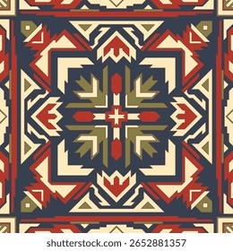 Fondo de patrón geométrico tribal de Antiguas Rojo Azul Estilo étnico