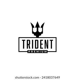 Vintage Trident Harpoon of Poseidon Logo Design Concept Vector Illustration