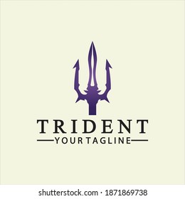 Vintage Trident Spear of Poseidon Neptune God Triton King logo design