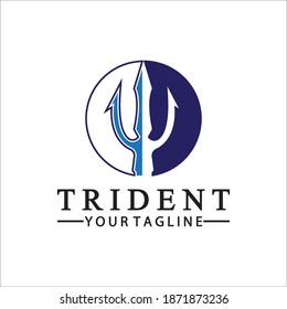 Vintage Trident Spear of Poseidon Neptune God Triton King logo design