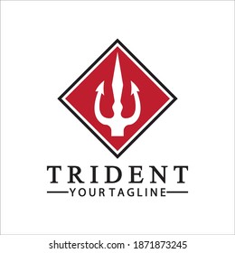 Vintage Trident Spear of Poseidon Neptune God Triton King logo design