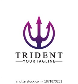 Vintage Trident Spear of Poseidon Neptune God Triton King logo design