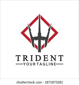 Vintage Trident Spear of Poseidon Neptune God Triton King logo design