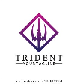 Vintage Trident Spear of Poseidon Neptune God Triton King logo design