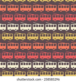 Vintage trolley-bus colorful pattern
