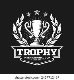 Vintage trophy logo design template. Vector logotype elements, Icons, Symbols, Retro Labels, Badges and Silhouettes. Vector illustration