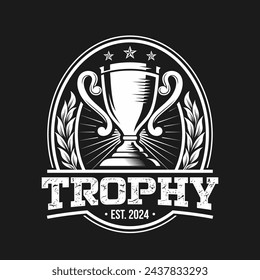 Vintage trophy logo design template. Vector logotype elements, Icons, Symbols, Retro Labels, Badges and Silhouettes. Vector illustration