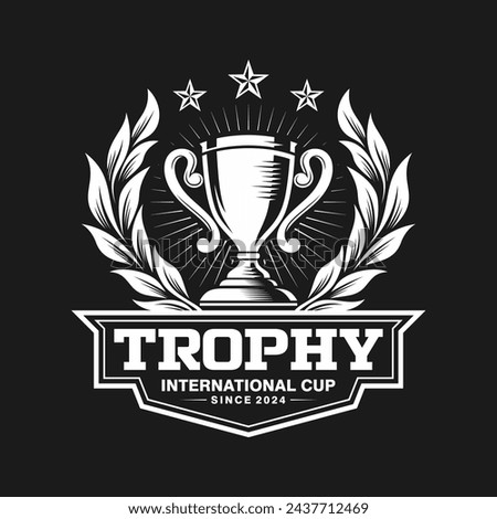 Vintage trophy logo design template. Vector logotype elements, Icons, Symbols, Retro Labels, Badges and Silhouettes. Vector illustration