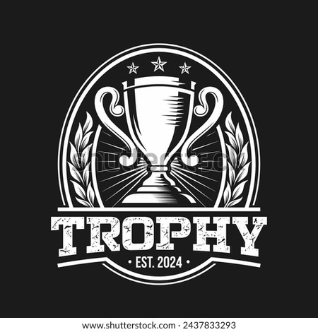 Vintage trophy logo design template. Vector logotype elements, Icons, Symbols, Retro Labels, Badges and Silhouettes. Vector illustration