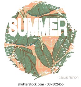 Vintage Tropical Exotic Summer Print For T-shirt With Slogan