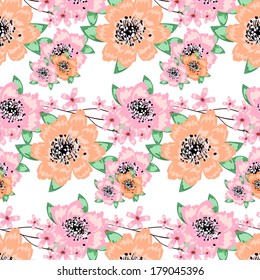 vintage tropical flower pattern vector