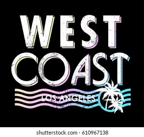 Vintage Tropical Graphic. Summer Graphic. Palm trees.  Vector Illustration. Apparel Print